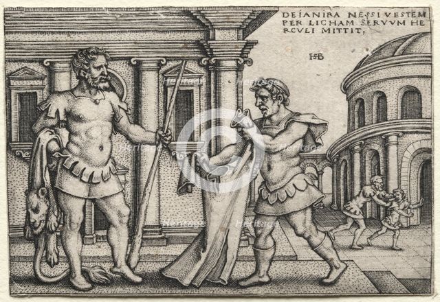 The Labors of Hercules: Hercules Receiving the Garment Steeped in Nessus's Blood, 1542. Creator: Hans Sebald Beham (German, 1500-1550).