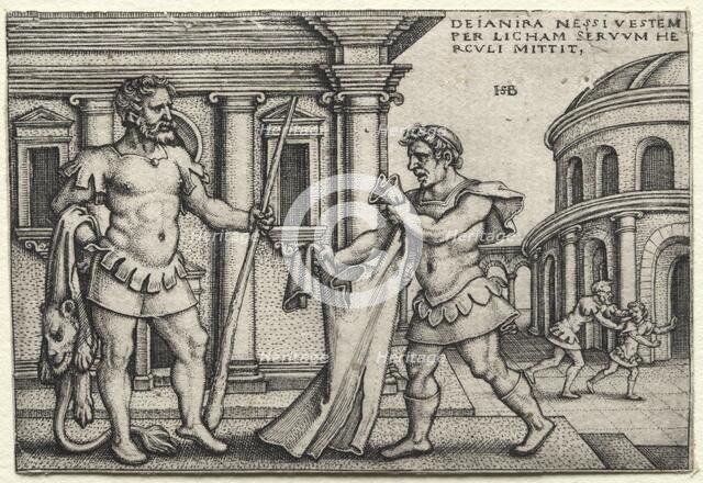 The Labors of Hercules: Hercules Receiving the Garment Steeped in Nessus's Blood, 1542. Creator: Hans Sebald Beham (German, 1500-1550).