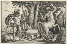 The Labors of Hercules: Hercules Shooting Nessus, 1542. Creator: Hans Sebald Beham (German, 1500-1550)