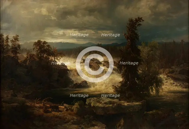 The Labrofalls near Kongsberg in Norway, 1859. Creator: August Wilhelm Leu.