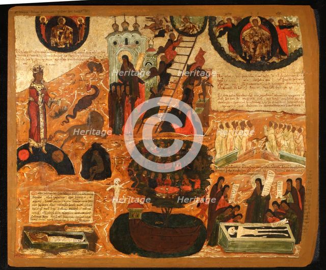 The Ladder of Divine Ascent, Mid of 17th cen.. Artist: Russian icon  