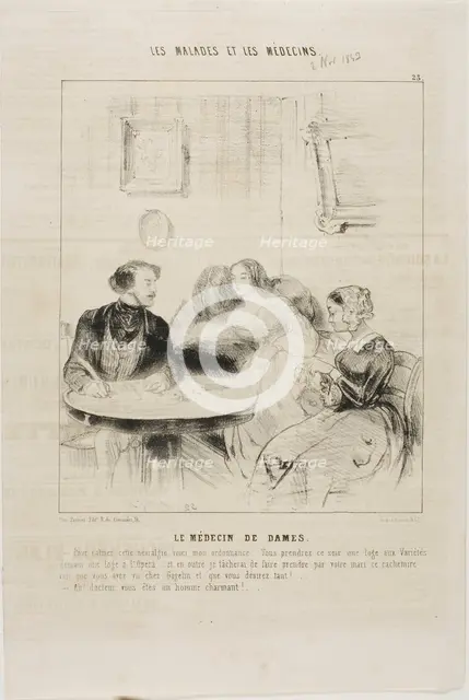 The Ladies' Doctor (plate 23), 1843. Creator: Charles Emile Jacque.
