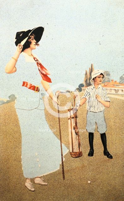 'The Lady and the Caddy', American, 1913. Creator: Sunfit and Co.