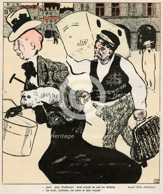 'The Lady and the Porter', 1898. Creator: Rudolf Wilke.
