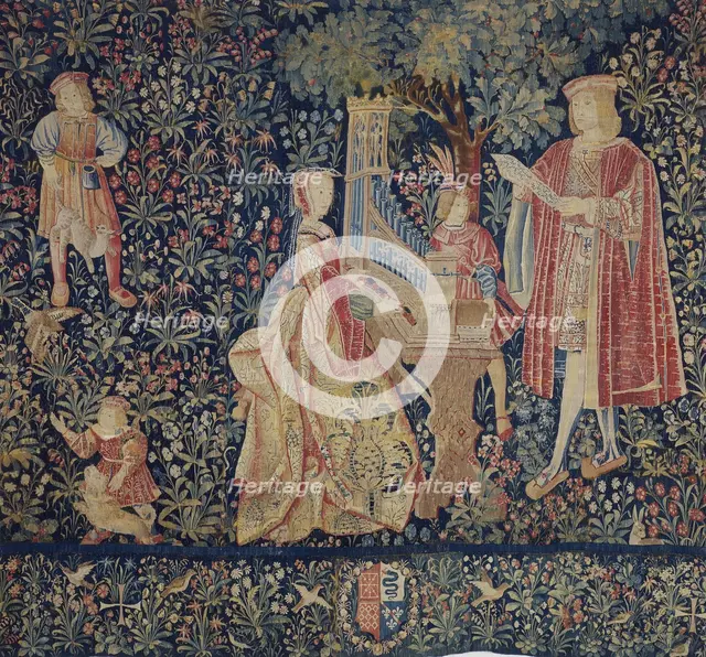 The Lady at the Organ. Tapestry, Early16th century. Creator: Anonymous master.