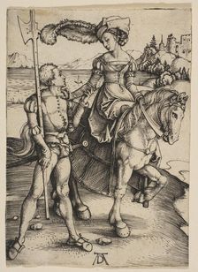 The Lady on Horseback and the Lansquenet, ca. 1497. Creator: Albrecht Durer