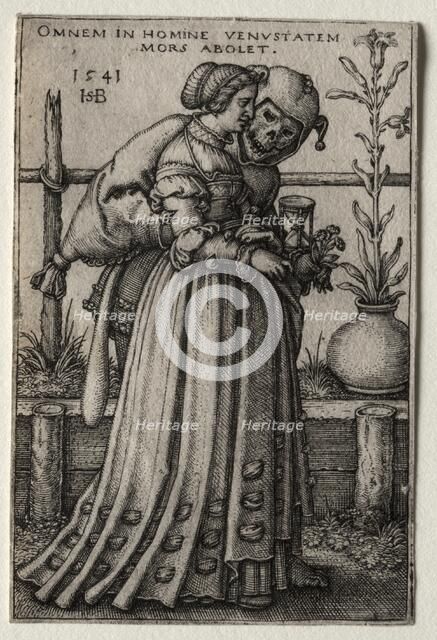 The Lady of Death Masquerading as a Fool, 1541. Creator: Hans Sebald Beham (German, 1500-1550).