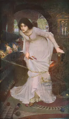The Lady of Shalott Looking at Lancelot 1894, (c1930). Creator: John William Waterhouse