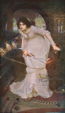 The Lady of Shalott Looking at Lancelot 1894, (c1930). Creator: John William Waterhouse
