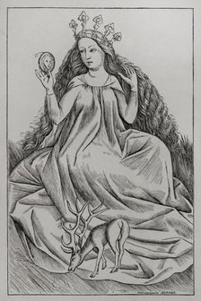 The Lady playing card from a card game, (c1420-1468), 1877. Creator: Unknown