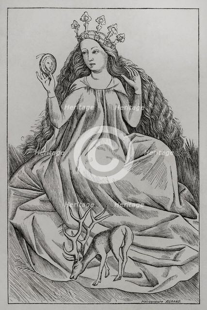 The Lady playing card from a card game, (c1420-1468), 1877. Creator: Unknown.