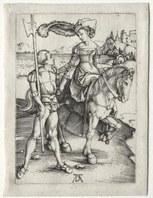 The Lady Riding and the Landsknecht, c. 1497. Creator: Albrecht Dürer (German, 1471-1528)