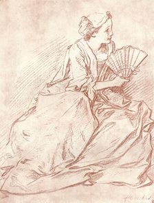 The Lady with the Fan 18th century. Artist: Francois Boucher