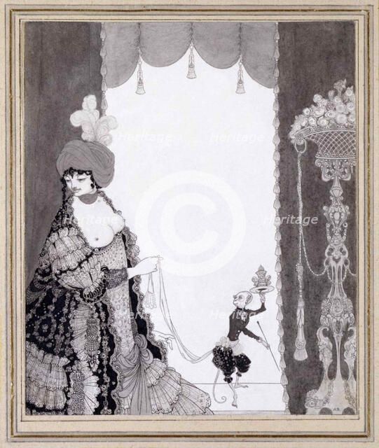 The Lady with the Monkey, 1897. Creator: Beardsley, Aubrey  .