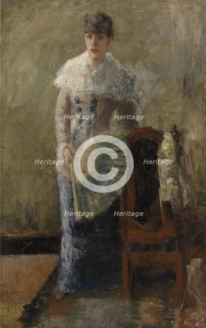 The Lady with a Fan, c1880. Creator: James Ensor.