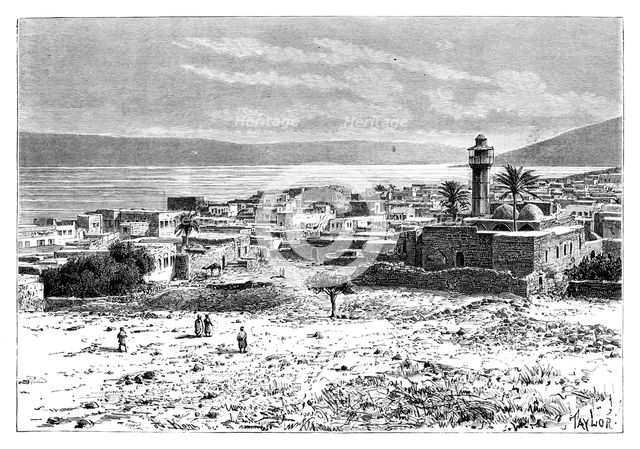 The lake and city of Tiberias, Israel, 1895. Artist: Unknown