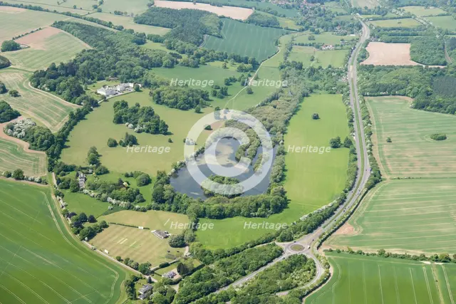 The lake and landscape park at Shardeloes, Amersham, Buckinghamshire, 2018. Creator: Historic England.