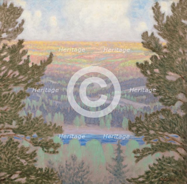 The lake between the fir trees, c1910-1915. Creator: Lindh, Bror (1877-1941).