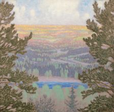 The lake between the fir trees, c1910-1915. Creator: Lindh, Bror (1877-1941)