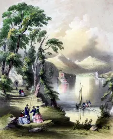 The Lake of Killarney with the ruins of Innisfallen Abbey, Ireland, 19th century.Artist: John Brandard