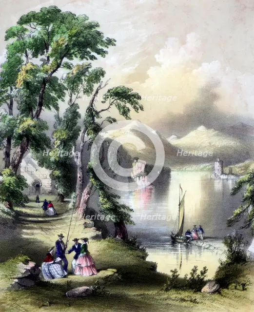 The Lake of Killarney with the ruins of Innisfallen Abbey, Ireland, 19th century.Artist: John Brandard