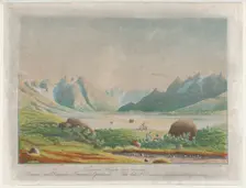 The lake of Kuggsuak at Tasermiut, Greenland, 1863. Creator: Lars Møller