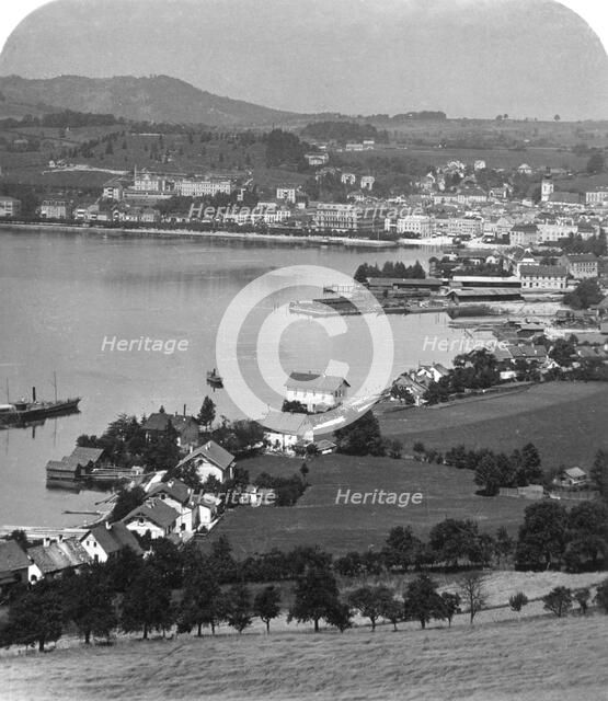 The lakefront at Gmunden, Salzkammergut, Austria, c1900s.Artist: Wurthle & Sons