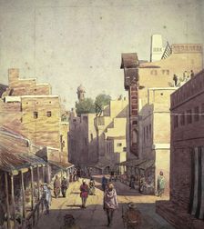 The Lahore Bazaar near Delhi Gate (Punjab), 1879. Creator: Alfred Frederick Pollock Harcourt