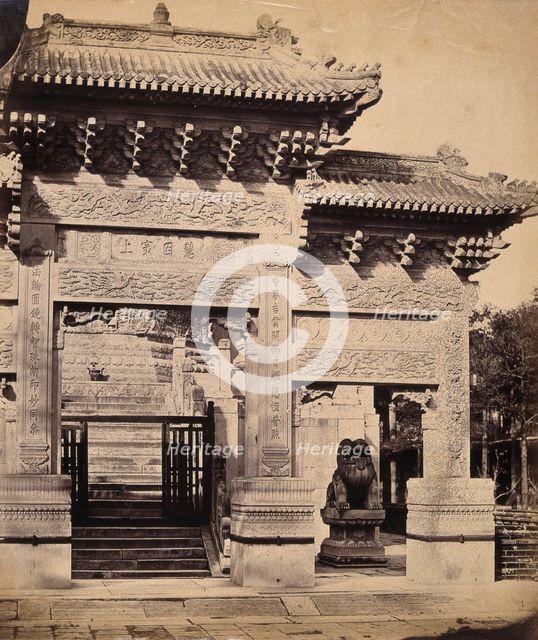 The Lama Temple, near Beijing, China: an entrance building. Creator: Felice Beato.