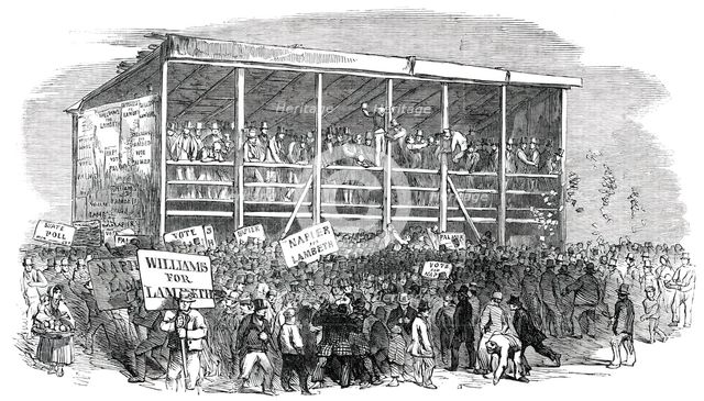 The Lambeth Election - the Hustings on Kennington Common, 1850. Creator: Unknown.