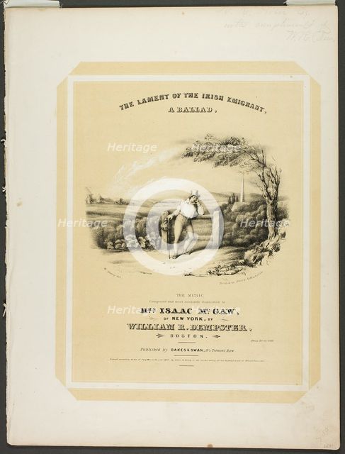 The Lament of the Irish Immigrant, 1840. Creator: William Comely Sharp.