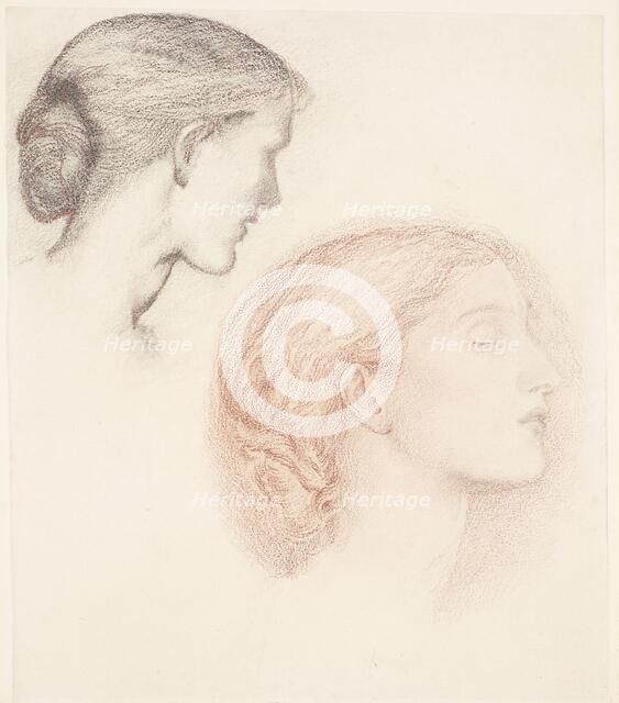 The Lament - Study of Two Female Heads, 1865-66. Creator: Sir Edward Coley Burne-Jones.