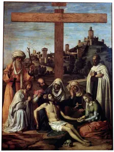 The Lamentation over Christ with a Carmelite Monk c1510. Creator: Giovanni Battista Cima da Conegliano