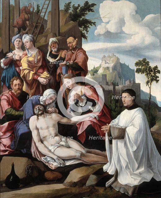 The Lamentation over Christ with a Donor, c.1535. Artist: Scorel, Jan, van (1495-1562)