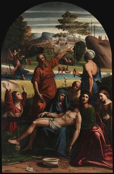 The Lamentation over the Dead Christ, 1521. Creator: Ortolano (Benvenuti), Giovanni Battista (c. 1480-1525)
