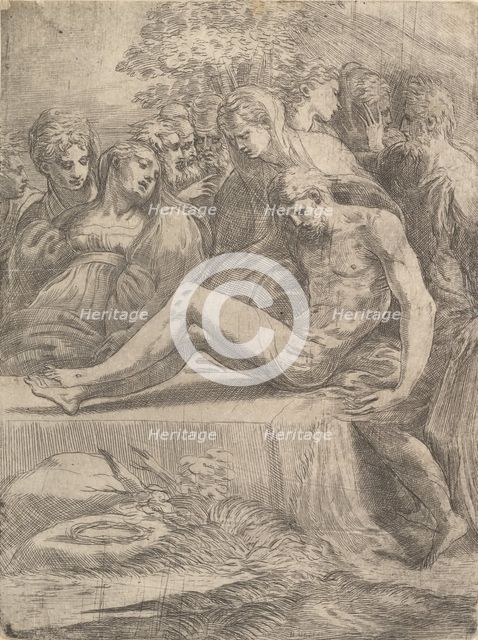 The lamentation over the dead Christ, ca. 1545-50. Creator: Andrea Schiavone.