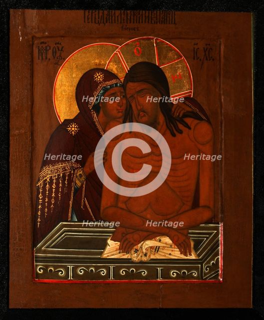The Lamentation over the Dead Christ, End of 19th cen.. Artist: Russian icon  