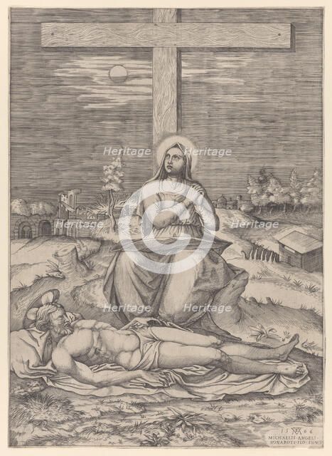 The Lamentation of the Virgin Beneath the Cross, 1566. Creator: Mario Cartaro.