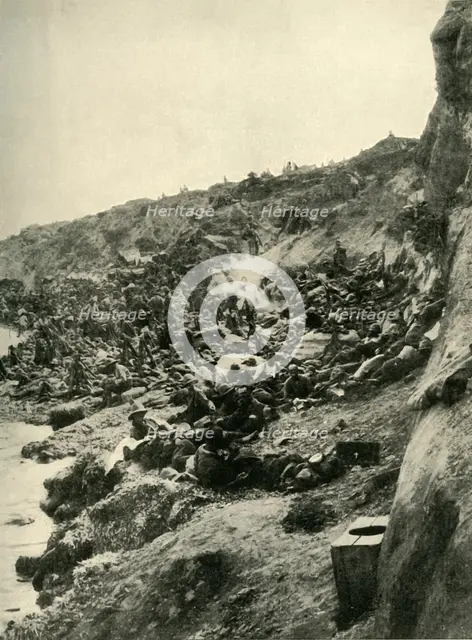'The Landing at Suvla Bay', Gallipoli peninsula, First World War, 1915, (c1920). Creator: Unknown.