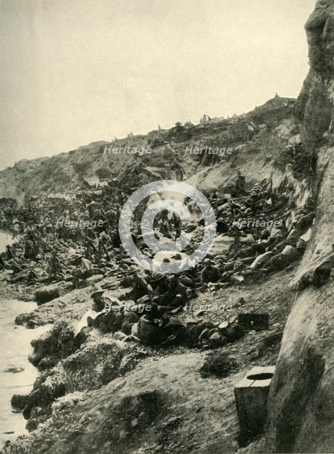 'The Landing at Suvla Bay', Gallipoli peninsula, First World War, 1915, (c1920). Creator: Unknown.