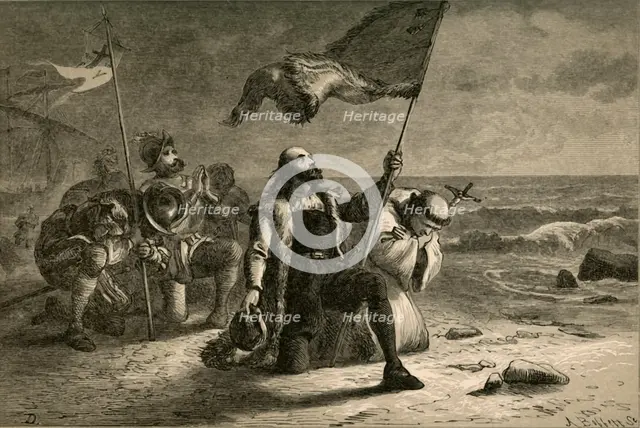 'The Landing of Columbus', (1877). Creator: Albert Bobbett.