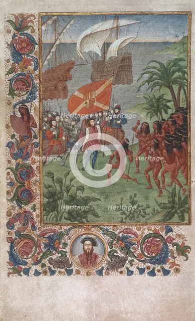 The landing of Hernando Cortes in Mexico in 1519, 19th century. Creator: Unknown.