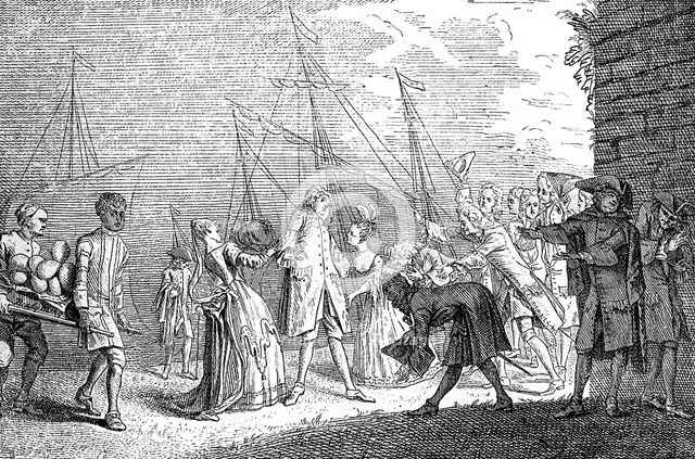 'The Landing of Senesino', 1720. Artist: Unknown