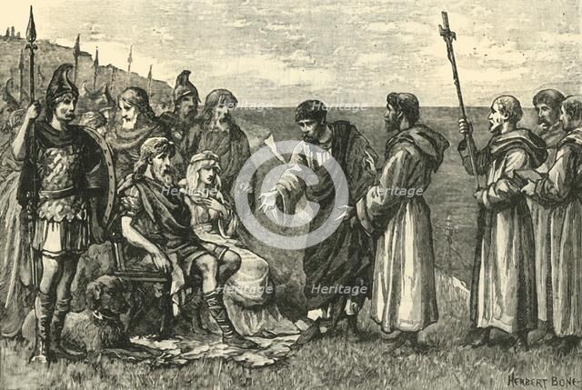 'The Landing of St. Augustine in Kent', (597AD), 1890.   Creator: Unknown.