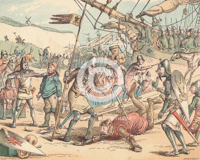 'The Landing of William the Conqueror', c1884. Artist: Thomas Strong Seccombe.