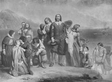The Landing of the Pilgrim Fathers c1848, (1911). Artist: Charles Lucy