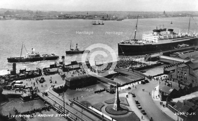 The landing stage at Liverpool docks, Merseyside, early 20th century. Artist: Unknown
