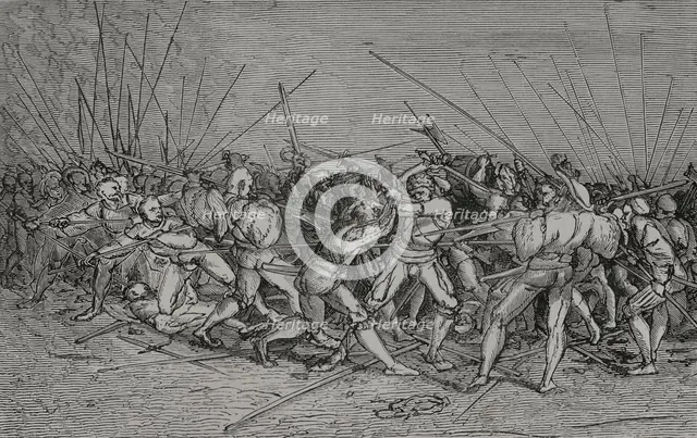 The Lansquenets' Battle, Soldiers of the German infantry, c1530, (1877).  Creator: Unknown.