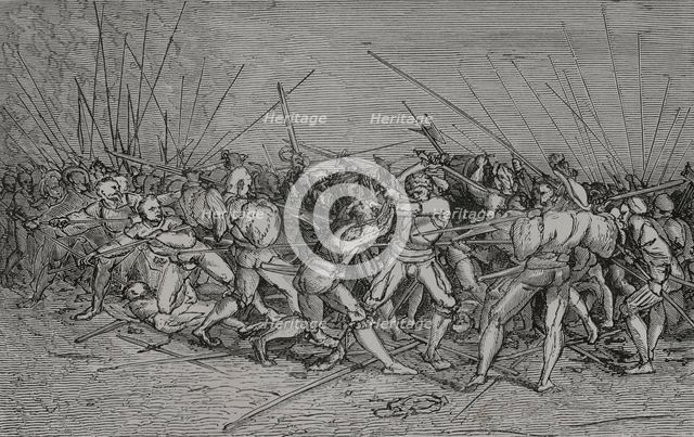 The Lansquenets' Battle, Soldiers of the German infantry, c1530, (1877).  Creator: Unknown.