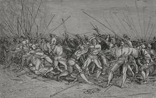 The Lansquenets Battle, Soldiers of the German infantry, c1530, (1877). Creator: Unknown